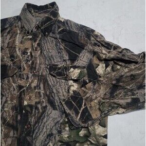 Vintage Ozark Trail Chamois Flannel Shirt Small Mossy Oak Breakup Tree Camo EUC